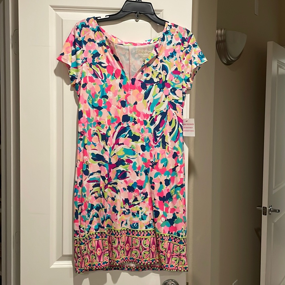 VEUC Sz Sm UPF 50+ Sophiletta Pina Colada Print Lilly Pulitzer Dress